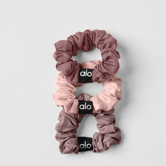 Alo yoga Fresh Mini Scrunchie (3-Pack) Mushroom/Pink Quartz/Smoky Quartz